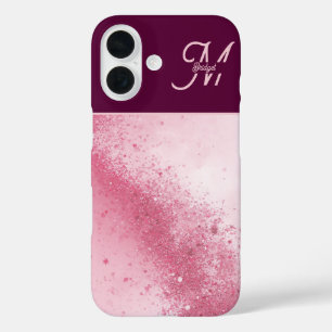 Coques iPhone 16 Poussière scintillante de marbre abstrait féminin