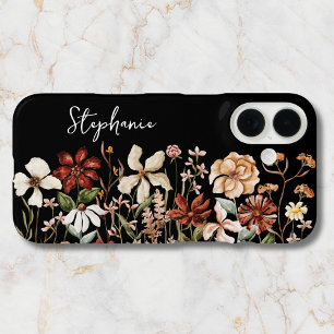 Coques iPhone 16 Prairie de fleurs sauvages vintage aquarelle perso