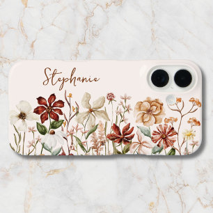 Coques iPhone 16 Prairie de fleurs sauvages vintage aquarelle perso