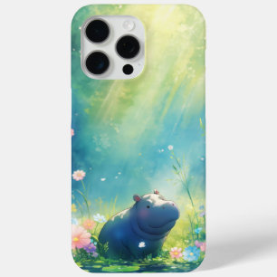 Coque iPhone 15 Pro Max Prairie de l'étang magique de l'hippopotame