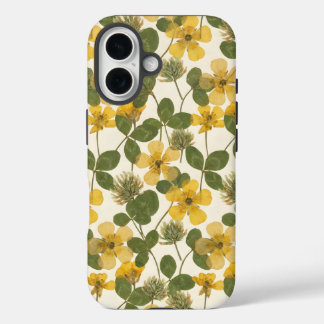 Coques iPhone 16 Prairie de Trèfle Doré | Floral Jaune Vintage 