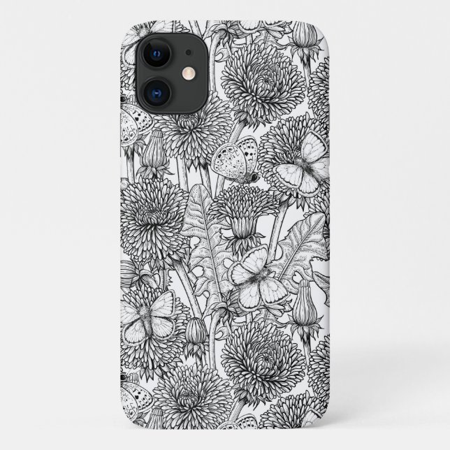 Coques Case-Mate iPhone Pré Dandelion en noir et blanc (Dos)