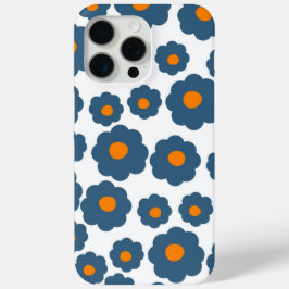 Coque iPhone 15 Pro Max Preppy Blue Orange Hippie Motif
