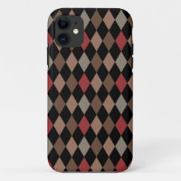 Préppy Brown Motif de Jacquard rouge et noir