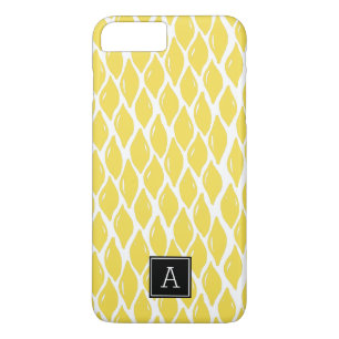 Coques Pour iPhone Preppy jaune citron noir Monogramme personnalisé