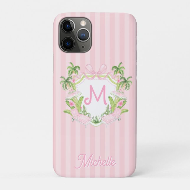 Coques Case-Mate iPhone Preppy Palm Beach Monogram Crest (Dos)