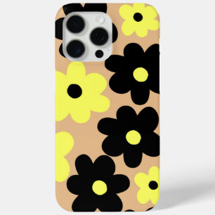 Coque iPhone 15 Pro Max Preppy Yellow Black Hippie Motif