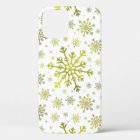 Pretty Gold Noël Snowflakes sur Winter White