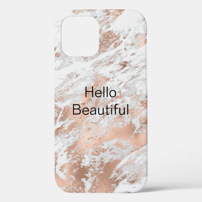 Coques Case-Mate iPhone Pretty Rose Gold White Glitzy Marble (Verso)