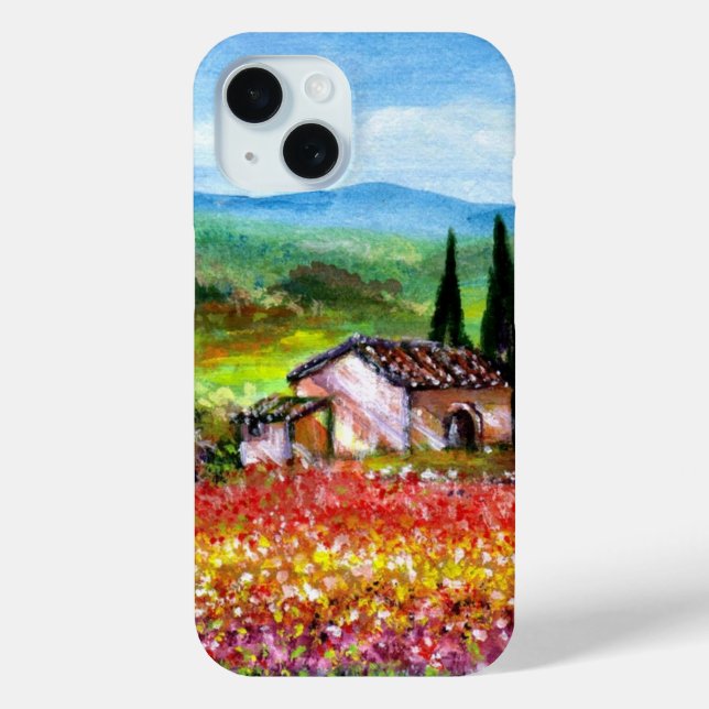 Coques Case-Mate iPhone PRINTEMPS DANS LE PAYSAGE TOSCANE Champs de fleurs (Verso)