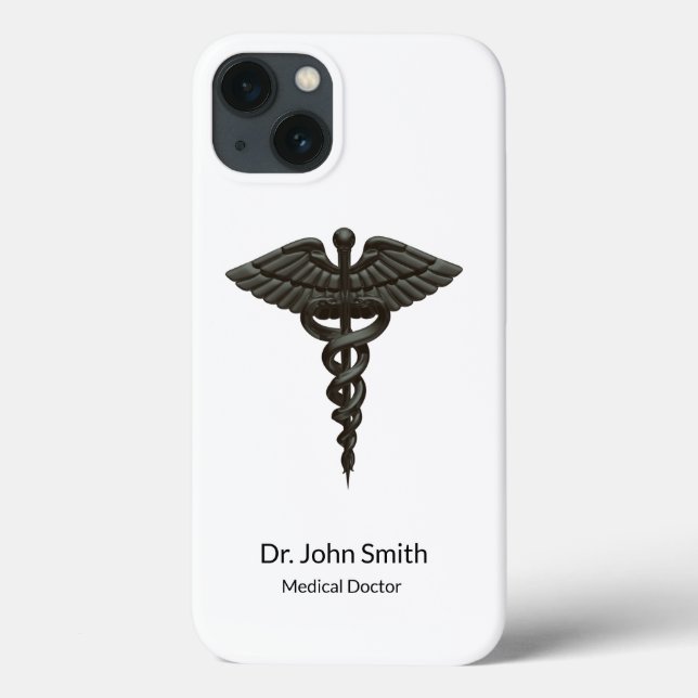 Coques Case-Mate iPhone Professionnel Simple Médicale Caduceus Noir Blanc (Verso)