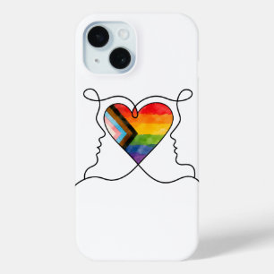 Coque Pour iPhone 15 Progress Pride Heart Line Art