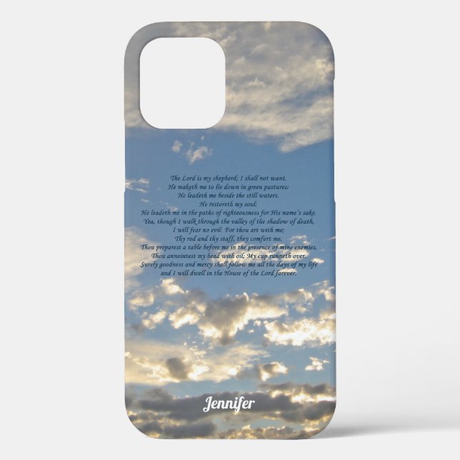 Coques Case-Mate iPhone Psaume 23 Belle Bible Verse Chrétien Monogramme (Verso)