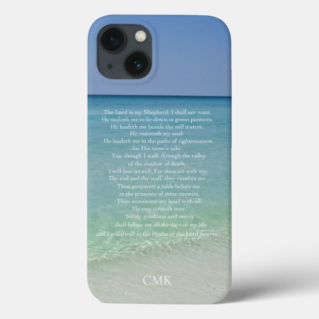 Coques Case-Mate iPhone Psaume 23 Bible Verse Belle Plage Monogramme (Verso)