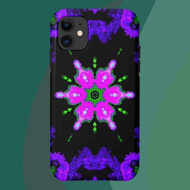 Coques Case-Mate iPhone Psychédélique Hippie Fleur rose violet et vert (Créateur téléchargé)
