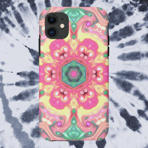 Case-Mate iPhone Case Psychédélique Mandala Flower vert rose et jaune