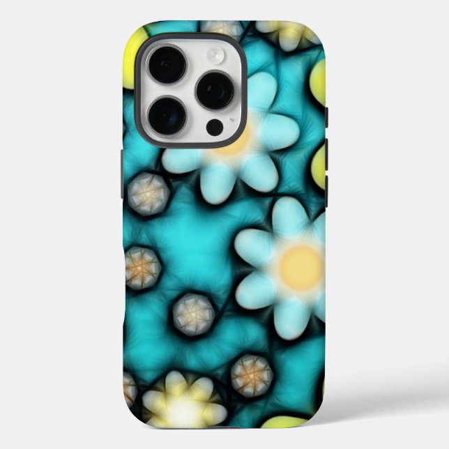 Coques Case-Mate iPhone Puissance des fleurs jaunes et bleues (Verso)