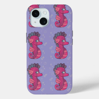 Coque Pour iPhone 15 Punky Seahorse | Hippocampe Rose Mignon