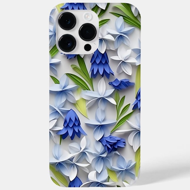 COQUES Case-Mate iPhone PURPLE BLUE BLANC PAPIER 3D LOIN BLUEBELLS (Verso)