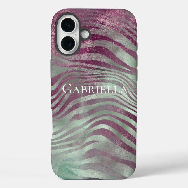 Coques Case-Mate iPhone Purple Bourgogne Aqua Mint Zebra (Verso)