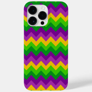 COQUE POUR POUR iPhone 14 PRO MAX PURPLE JAUNE MARDI GRAS ZIG ZAG STRIPES