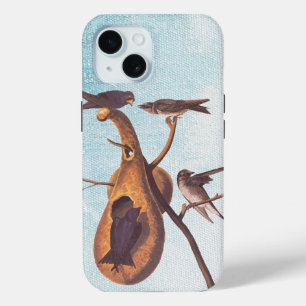 Coque Pour iPhone 15 Purple Martin Audubon Bird Famille et Gourd Accuei