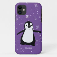 Purple Nom personnalisé mignonne Pingouin Neige