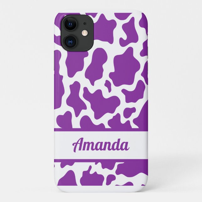 Coques Case-Mate iPhone Purple Nom Personnalisé Vache Imprimer Motif (Dos)