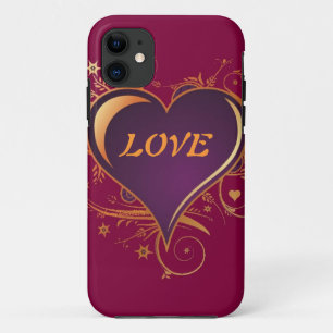 Coque iPhone 11 Purple Passion Coeur Valentine PHone Cas