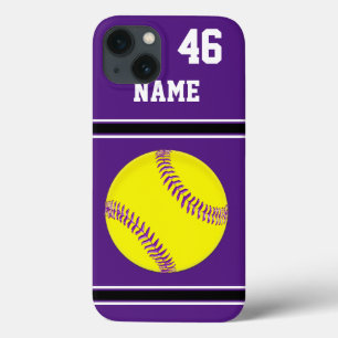 iPhone 13 Case Purple Personalized Softball iPhone Cases