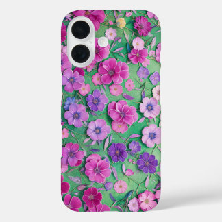 Coques iPhone 16 Purple Pink Floral Botanical Garden Phone Case