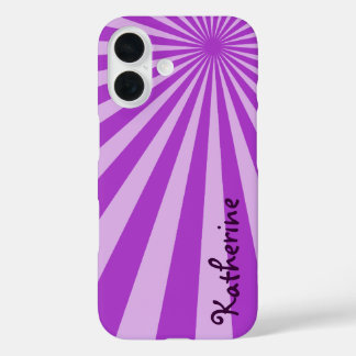 Coques iPhone 16 Purple Sunburst "Ajouter votre nom"