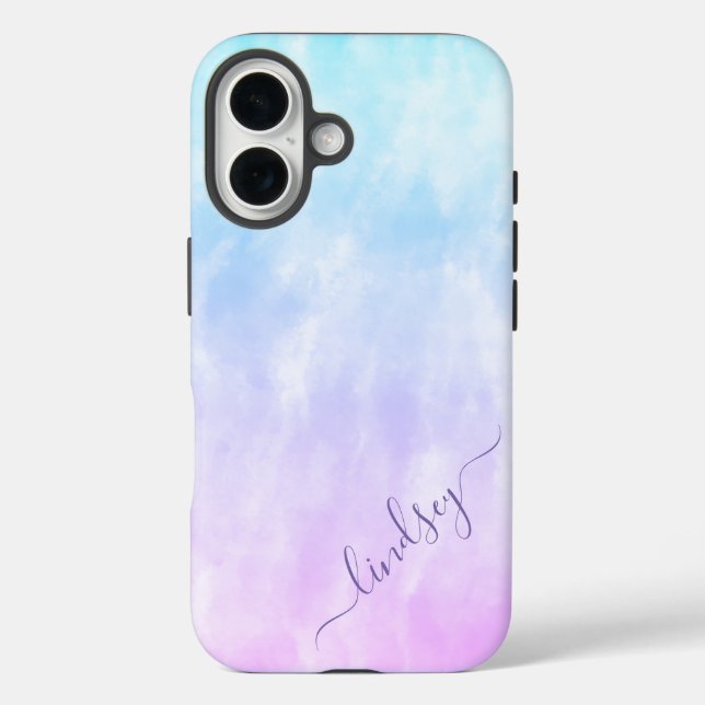 Coques Case-Mate iPhone Purple Turquoise Tie Dye Calligraphie Nom personna (Verso)