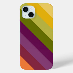 COQUE iPhone 15 MINI PURPLE VERT ORANGE JAUNE STRIPES
