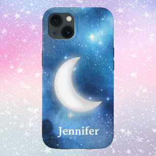 Case-Mate iPhone Case Quarter Moon contre Blue Magic Sky avec nom
