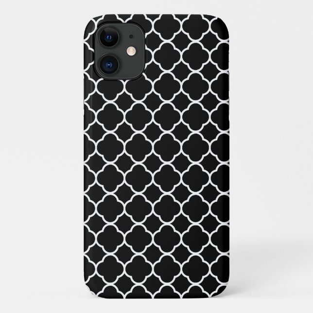 Coques Case-Mate iPhone Quatrefoil Noir Et Blanc, Trellis (Dos)