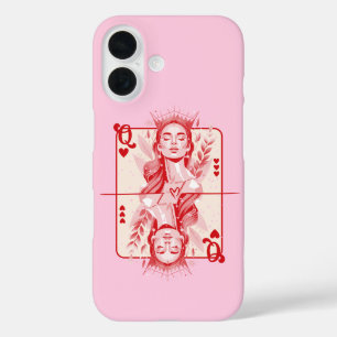 Coques iPhone 16 Queen of Hearts Preppy Art