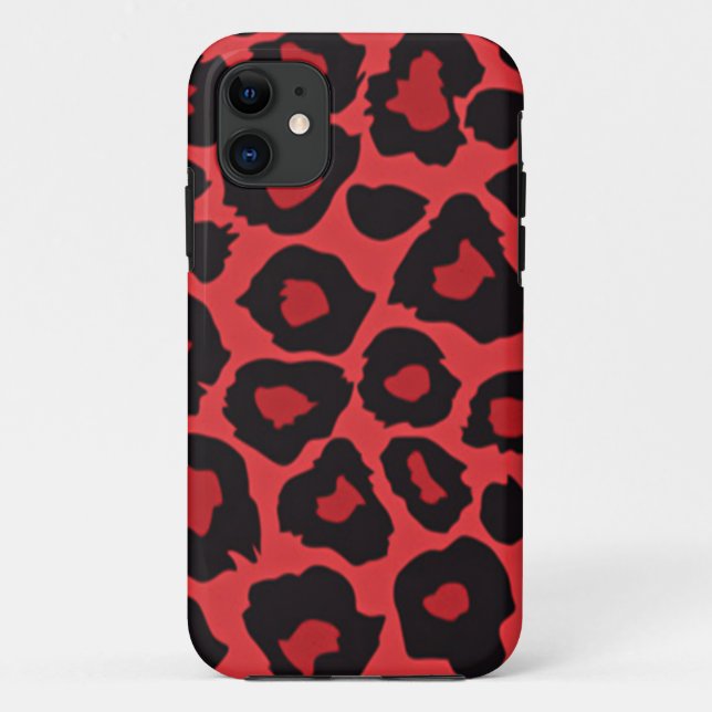 Coques Case-Mate iPhone RAB Rockabilly Empreinte de léopard Rouge Noir (Dos)