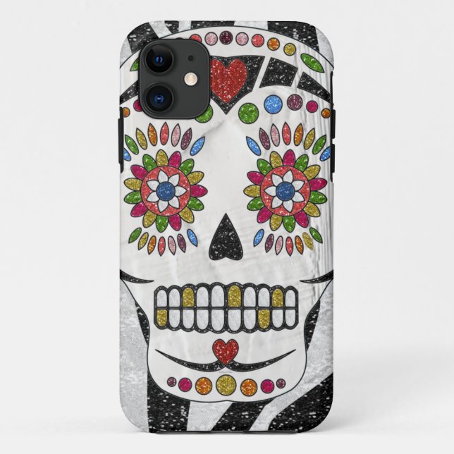 Coques Case-Mate iPhone RAB Rockabilly Sugar Skull on Zebra (Dos)