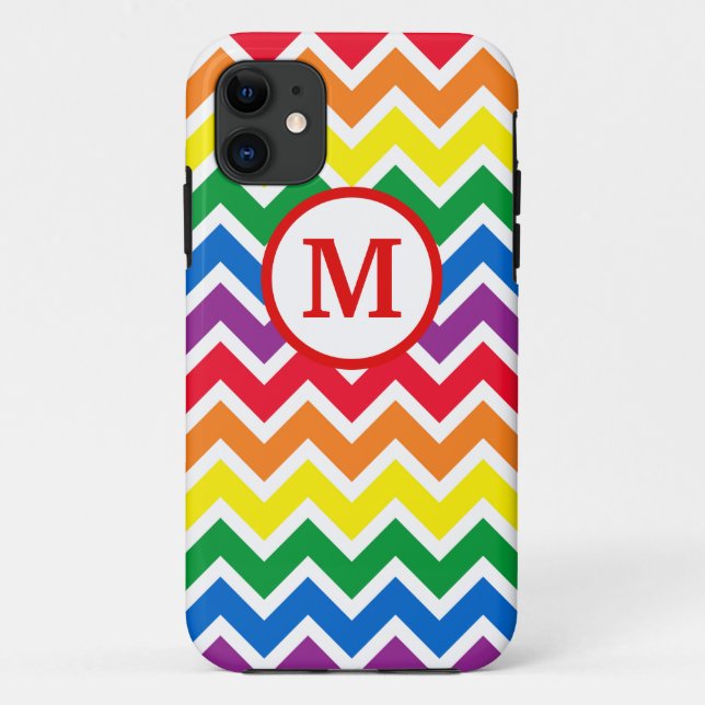 Coques Case-Mate iPhone Rainbow Chevron Initial (Dos)