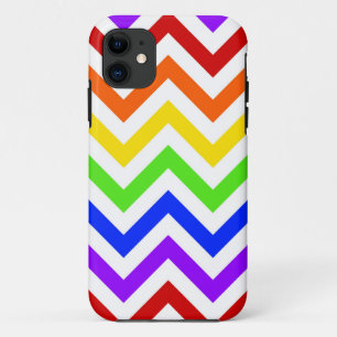 Case-Mate iPhone Case Rainbow Colors, White Large Chevron Zig Zag