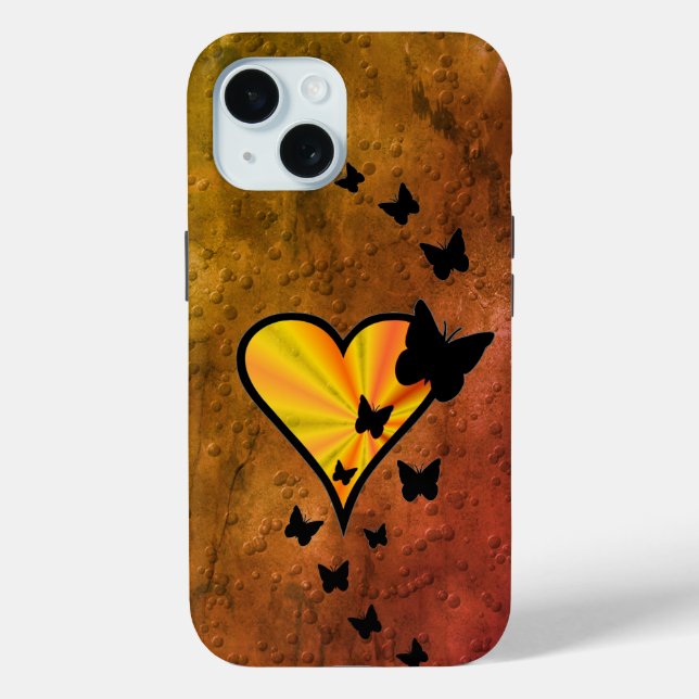 Coques Case-Mate iPhone Rainbow heart and Butterfly (Verso)