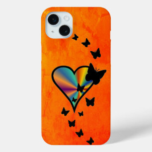 Coque iPhone 15 Mini Rainbow heart and Butterfly