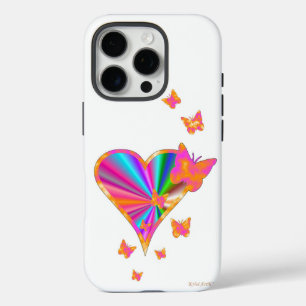 Coques iPhone 16 Pro Rainbow heart and Butterfly