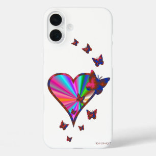 Coques iPhone 16 Plus Rainbow heart and Butterfly