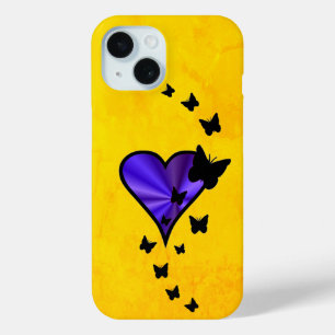 Coque Pour iPhone 15 Rainbow heart and Butterfly