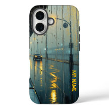 Rainy City Night Reflections