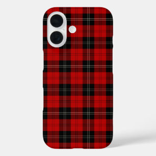 Coques iPhone 16 Ramsay Tartan Noir et Rouge Plaid