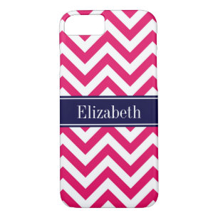 Coque Case-Mate Pour iPhone Raspberry Lg Chevron Marine Nom bleu Monogramme