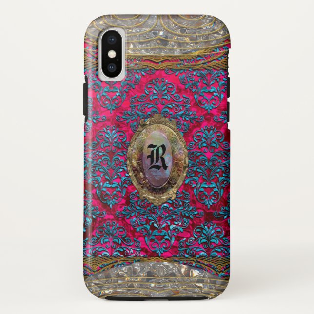 Coques Case-Mate iPhone Ravone Damask Baroque Monogramme (Dos)